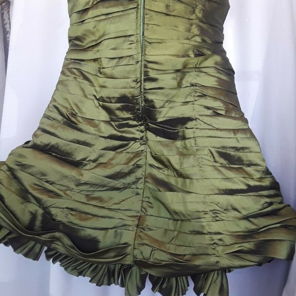 Prom Party Strapless Pearl beaded cocktail dress floral Applique Hem 1X 44" Bust - Picture 5 of 7